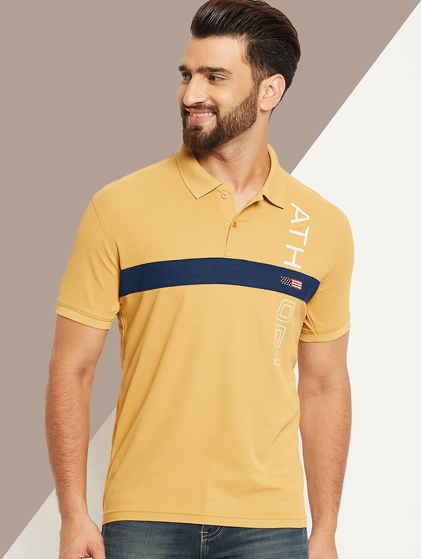men striped short sleeve regular fit polo t-shirt