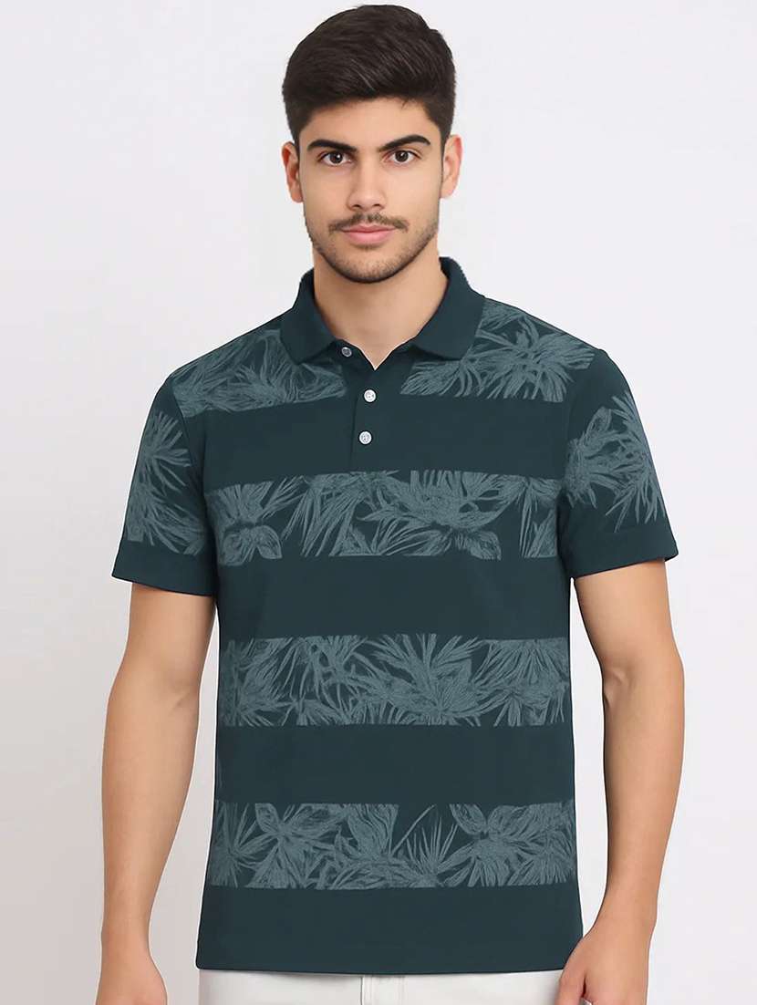 men printed short sleeve regular fit polo t-shirt