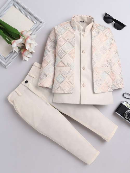 boys solid with work long sleeve three piece suit set - 22009669 -  Standard Image - 0