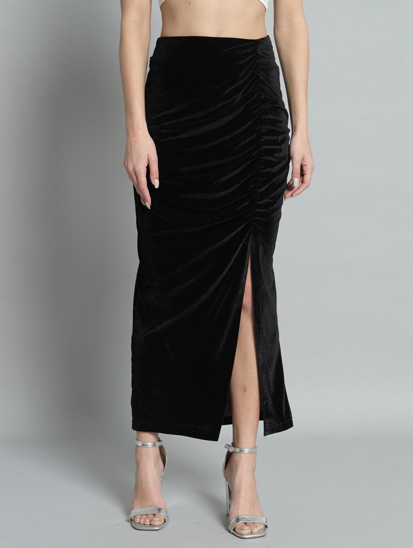 women solid high rise ruched skirt - 22009678 -  Zoom Image - 0