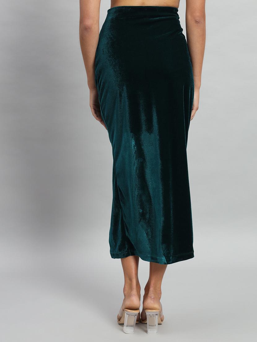 women solid high rise ruched skirt - 22009682 - Standard Image - 3