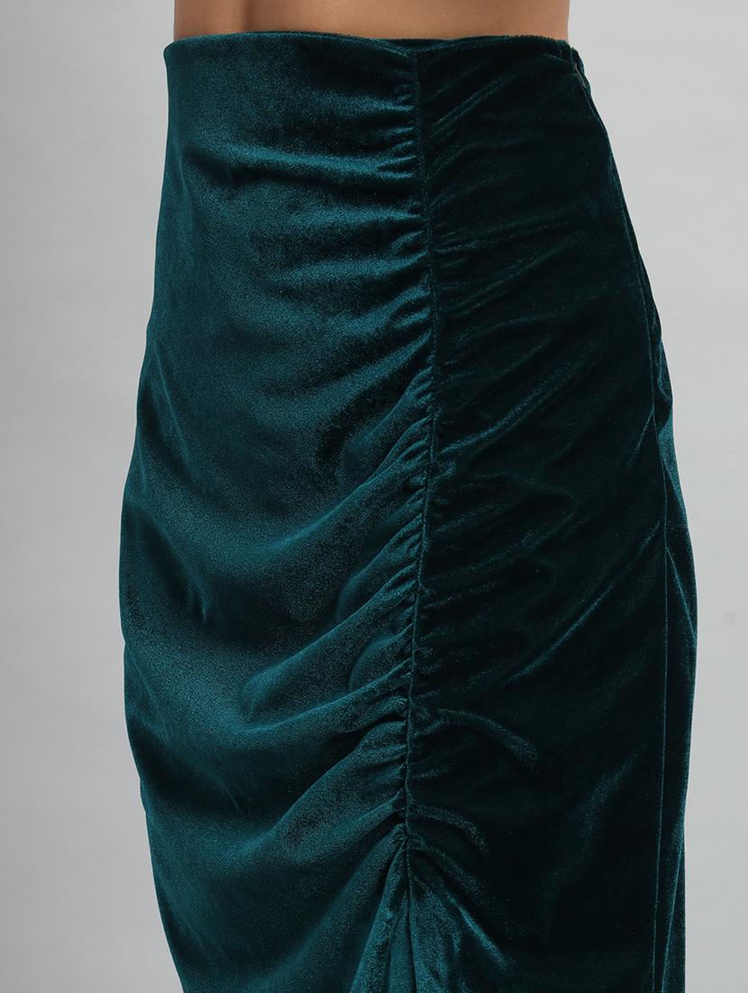 women solid high rise ruched skirt - 22009682 - Standard Image - 5