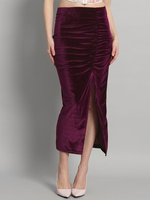 women solid high rise ruched skirt - 22009684 -  Standard Image - 0
