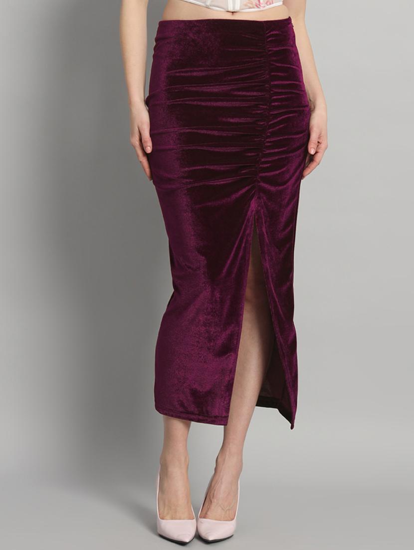 women solid high rise ruched skirt - 22009684 -  Zoom Image - 0