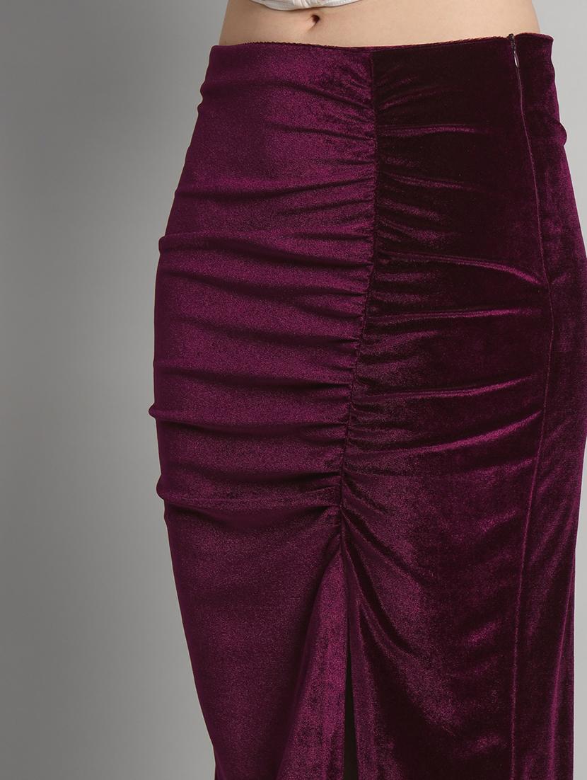 women solid high rise ruched skirt - 22009684 - Standard Image - 5