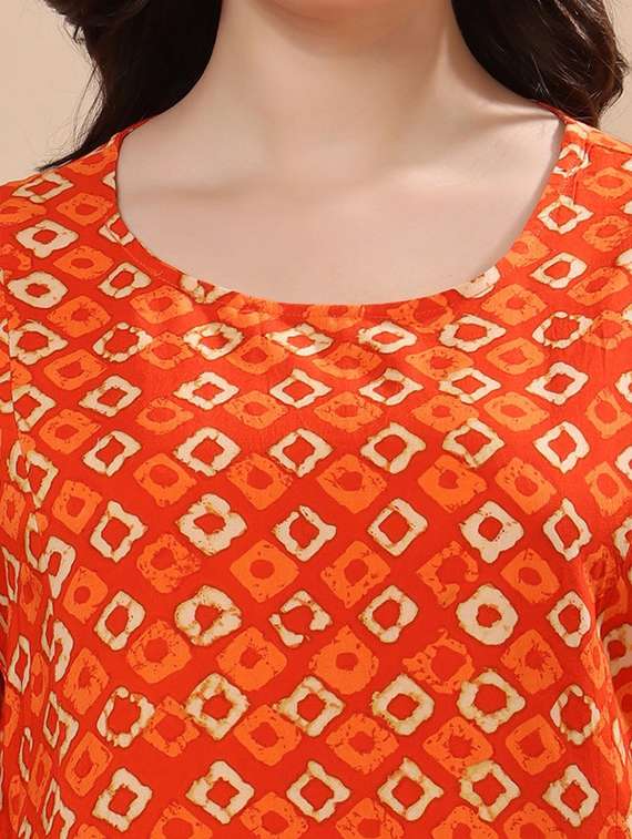 women printed round neck straight kurti - 22009687 - Standard Image - 3