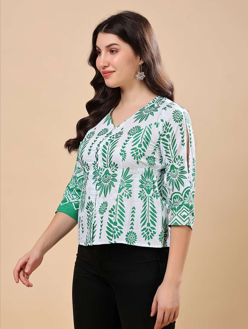 women printed puff sleeve regular top - 22009688 -  Standard Image - 3