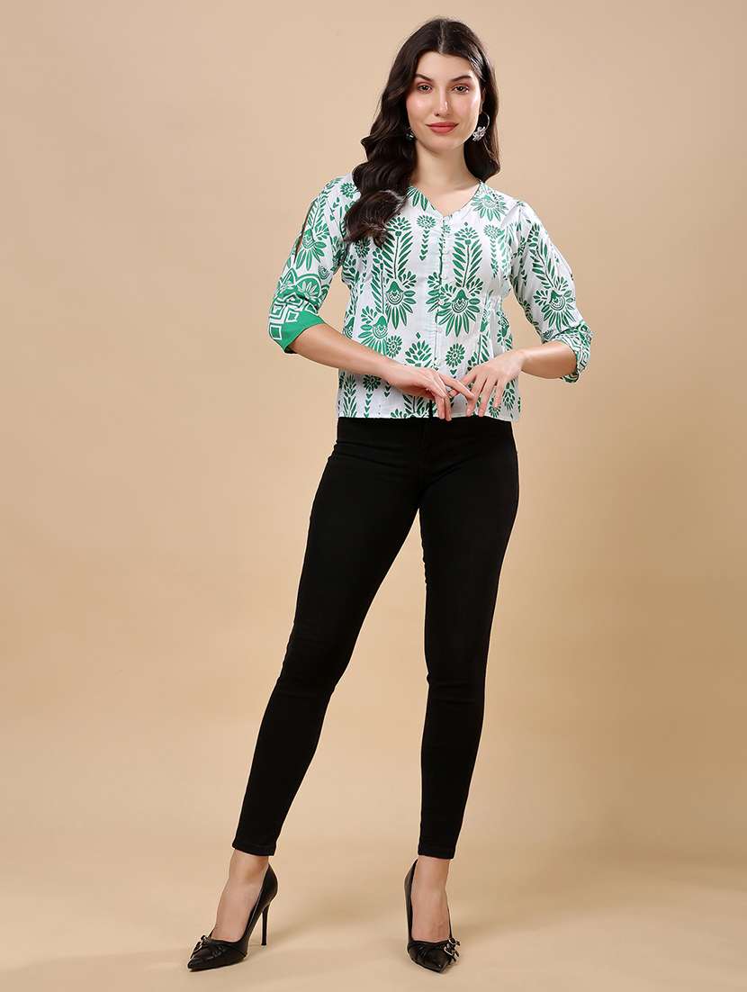 women printed puff sleeve regular top - 22009688 -  Standard Image - 5