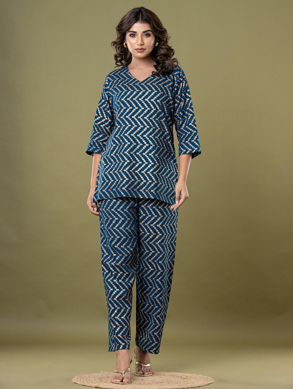 women printed top and trouser co-ord set