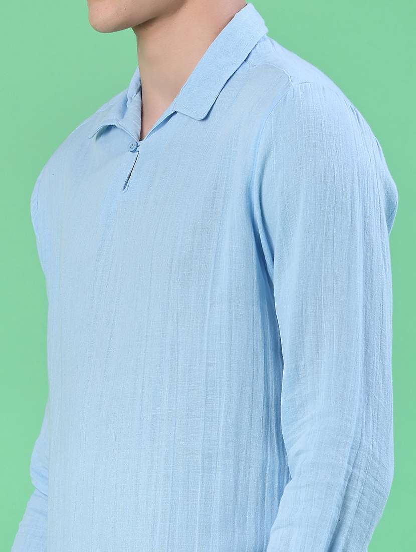 men solid mandarin neck short kurta - 22010332 -  Standard Image - 5