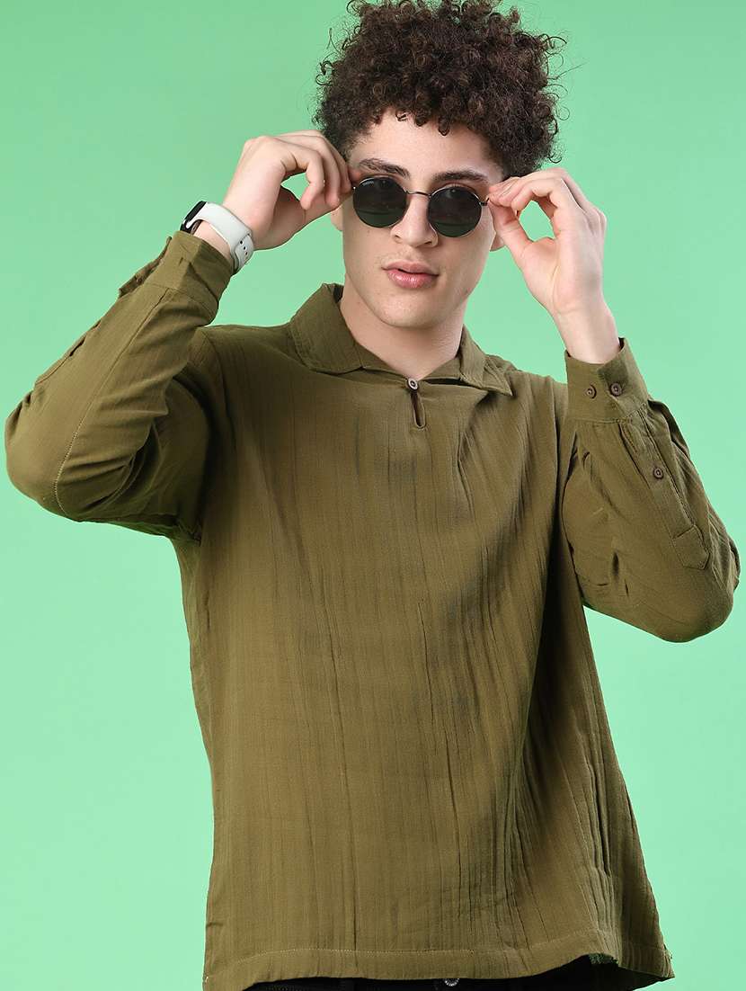 men solid mandarin neck short kurta