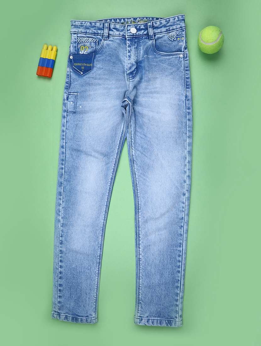 boys solid mid rise slim fit jean