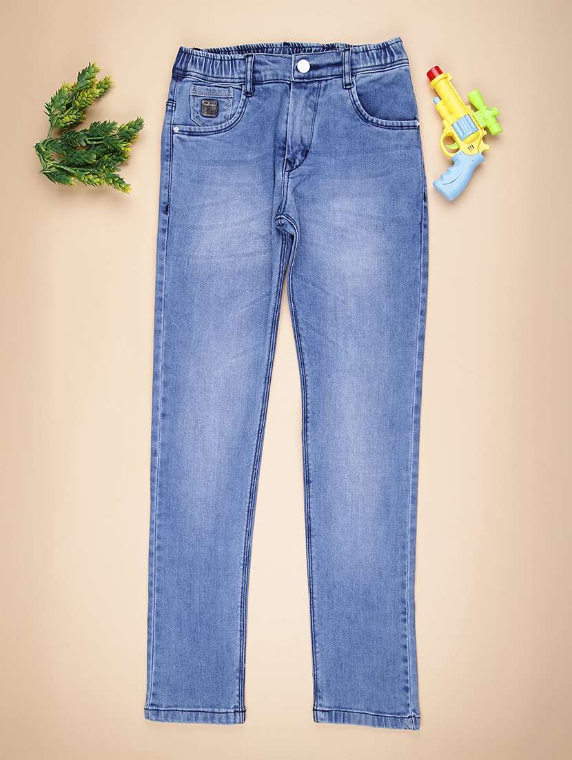 boys solid mid rise slim fit jean
