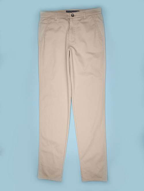 men solid mid rise chinos - 22010602 -  Standard Image - 0