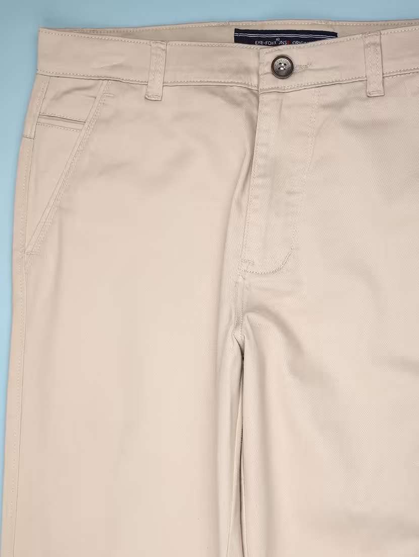 men solid mid rise chinos casual trouser - 22010602 -  Standard Image - 3