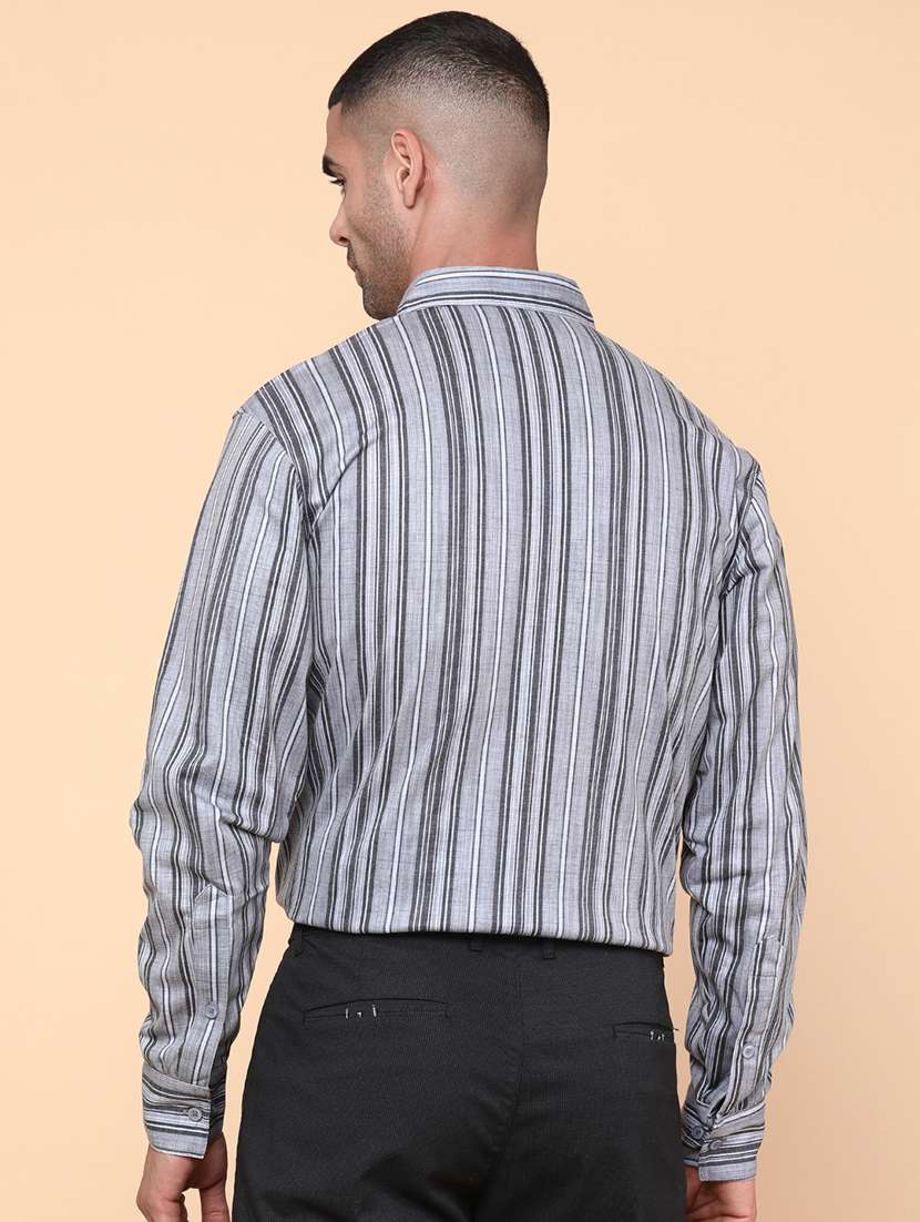 men grey cotton casual shirt - 22010634 -  Standard Image - 3