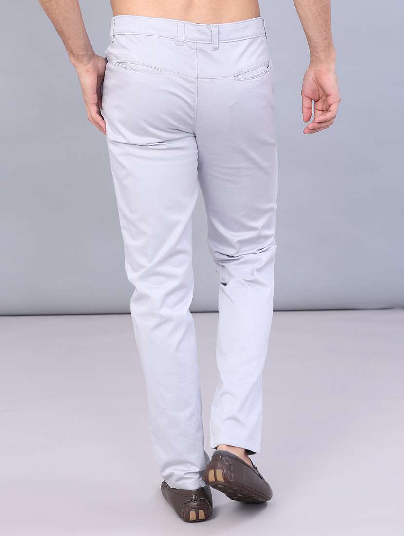 men solid mid rise straight fit chinos  - 22010666 -  Standard Image - 3