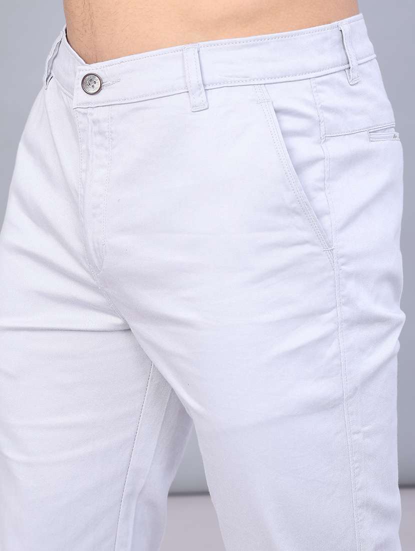 men solid mid rise straight fit chinos  - 22010666 -  Standard Image - 5