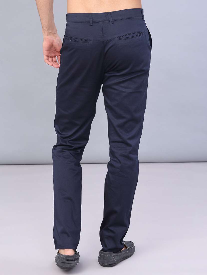 men solid mid rise slim fit chinos  - 22010667 -  Standard Image - 3