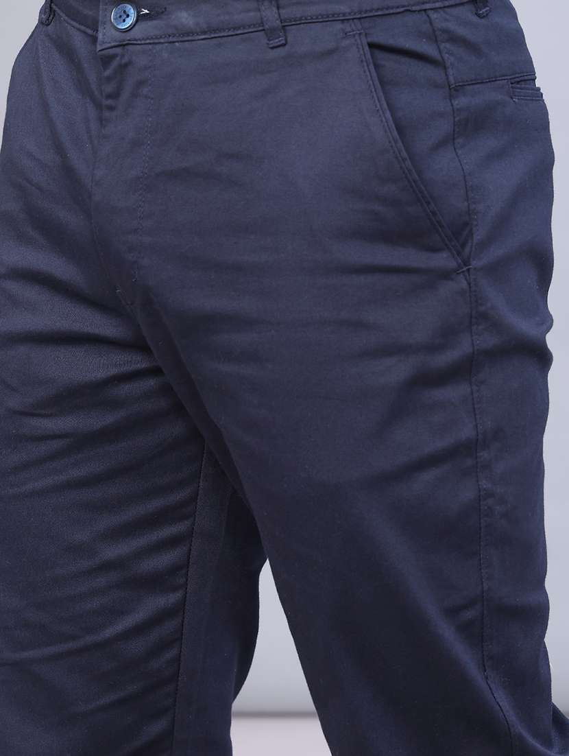 men solid mid rise slim fit chinos  - 22010667 -  Standard Image - 5
