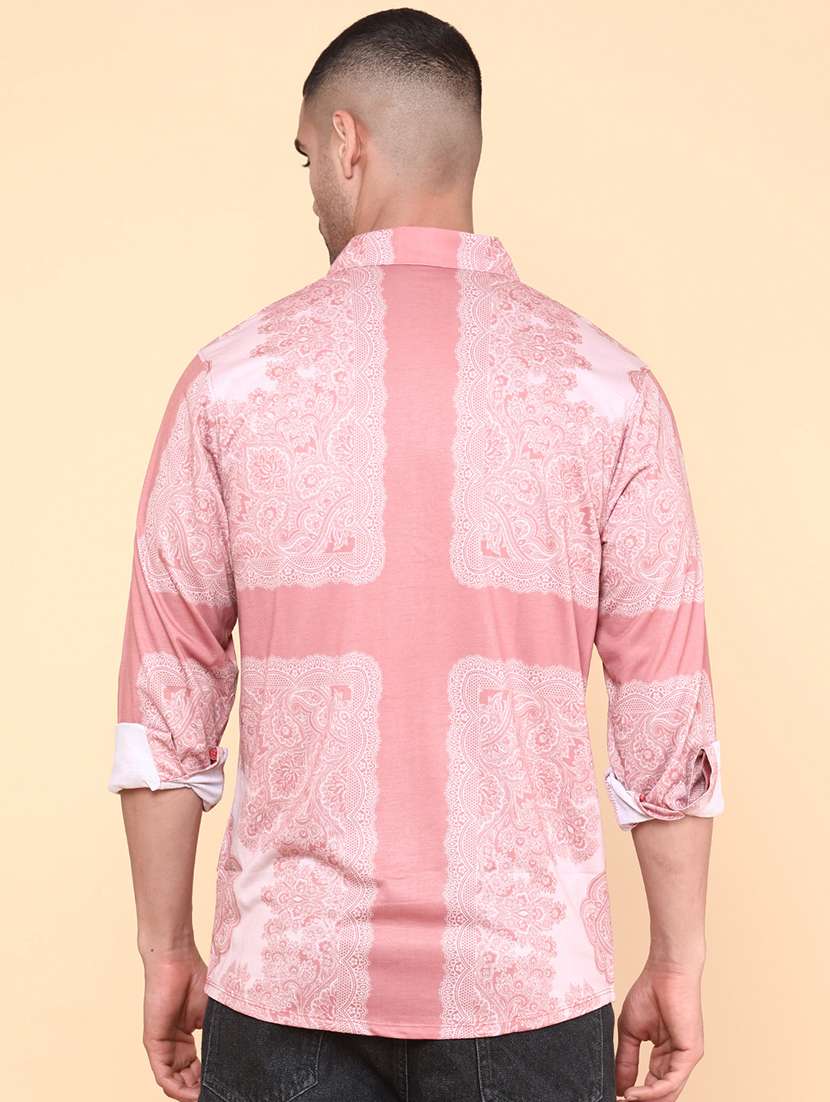 men pink cotton casual shirt - 22010998 -  Standard Image - 3