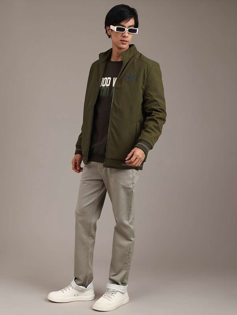 men solid long sleeve bomber jacket - 22011048 -  Standard Image - 5