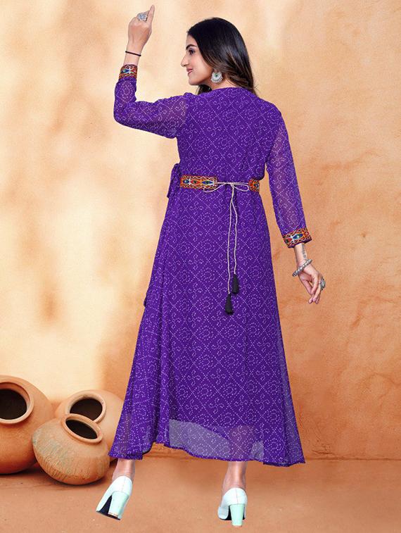 women bandhani printed long sleeve ethnic dress - 22011170 - Standard Image - 3