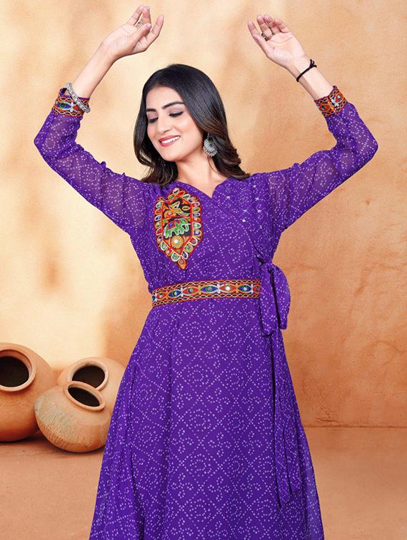 women bandhani printed long sleeve ethnic dress - 22011170 - Standard Image - 5