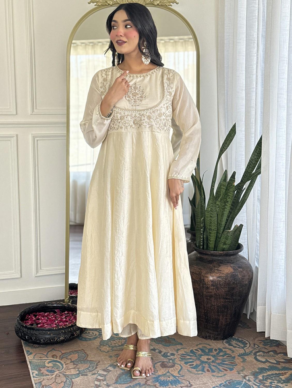 women embroidered long sleeve anarkali kurta pant with dupatta set - 22011238 - Standard Image - 5