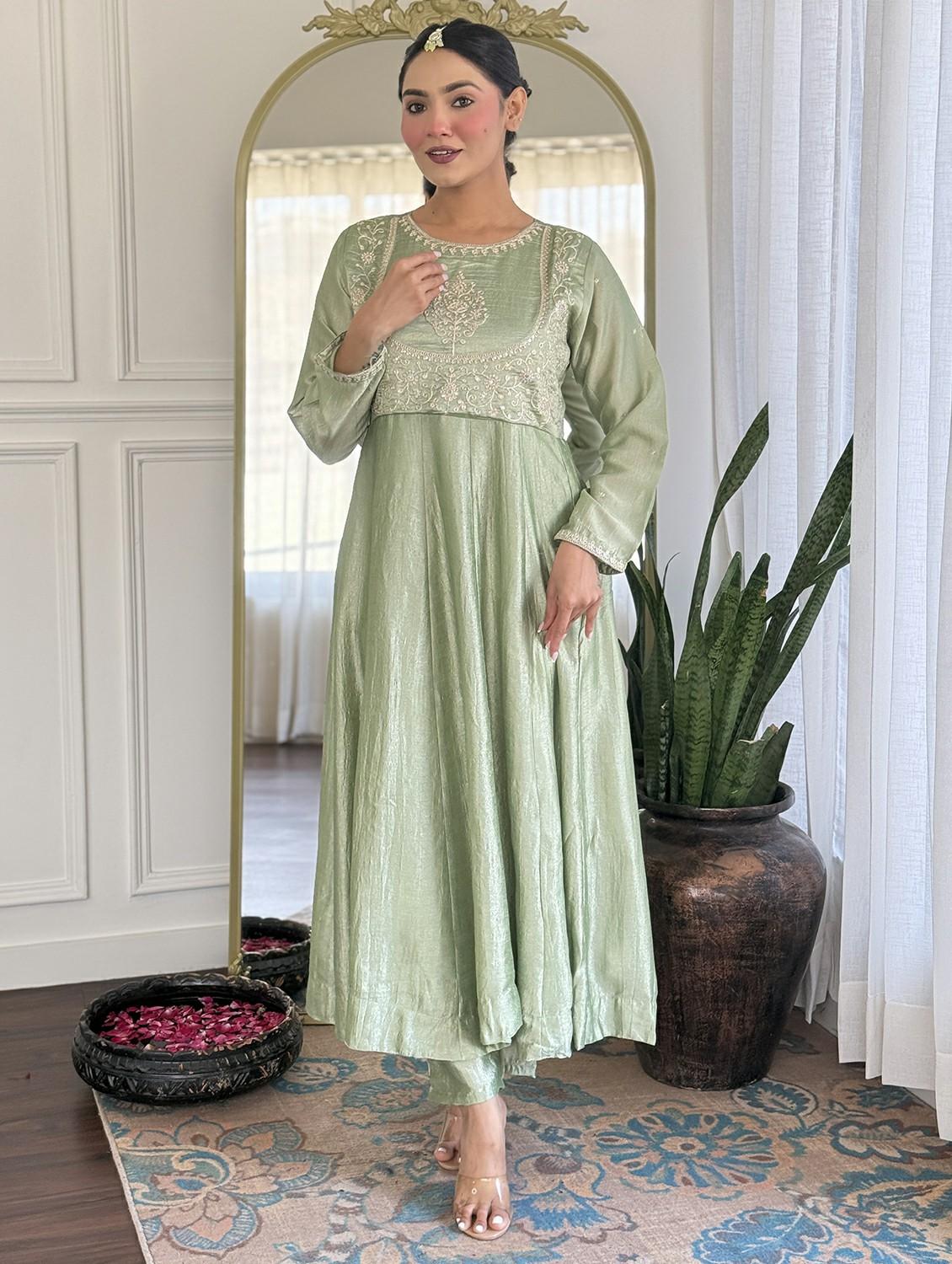 women embroidered long sleeve anarkali kurta pant with dupatta set - 22011240 - Standard Image - 5