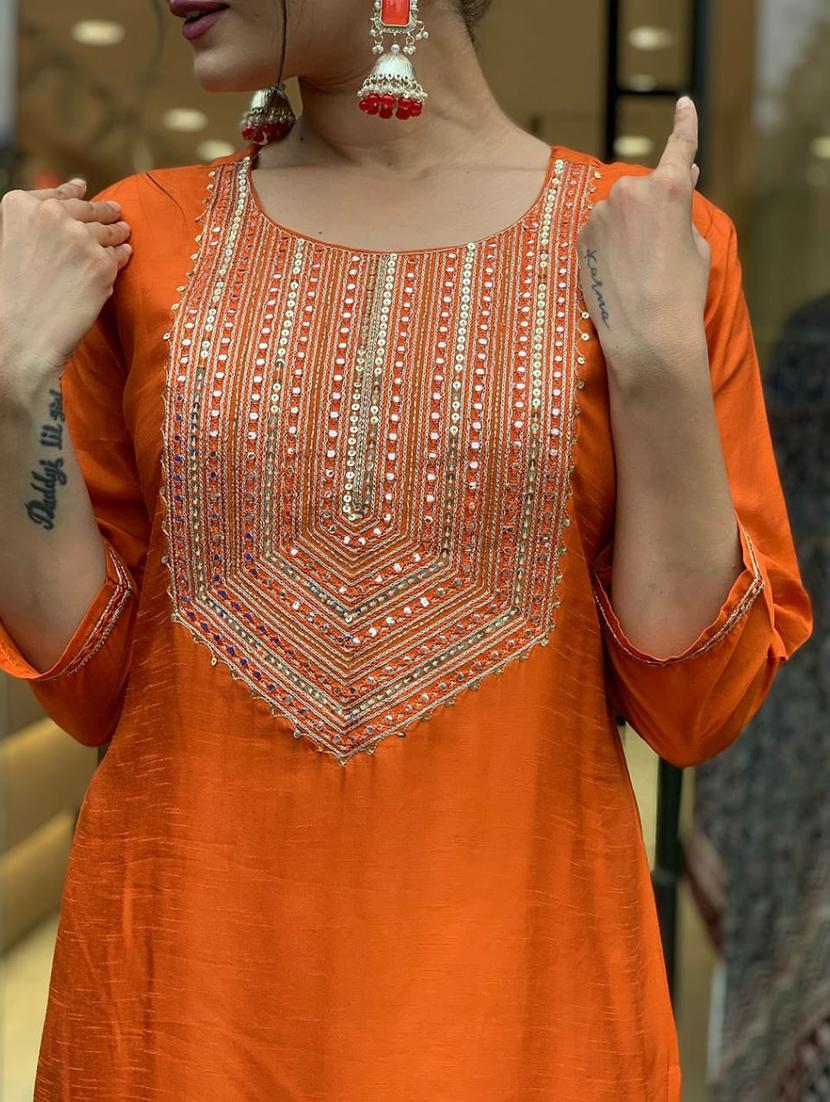 women embroidered three quarter sleeve kurta pant with dupatta set - 22011243 - Standard Image - 5