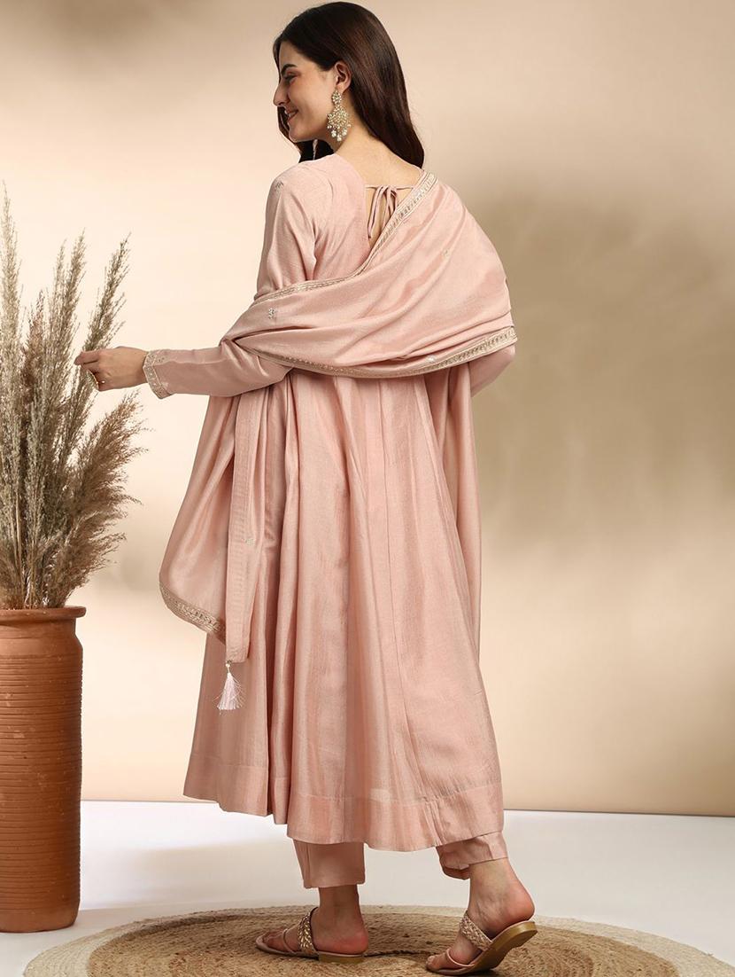 women embroidered long sleeve anarkali kurta pant with dupatta set - 22011249 - Standard Image - 3