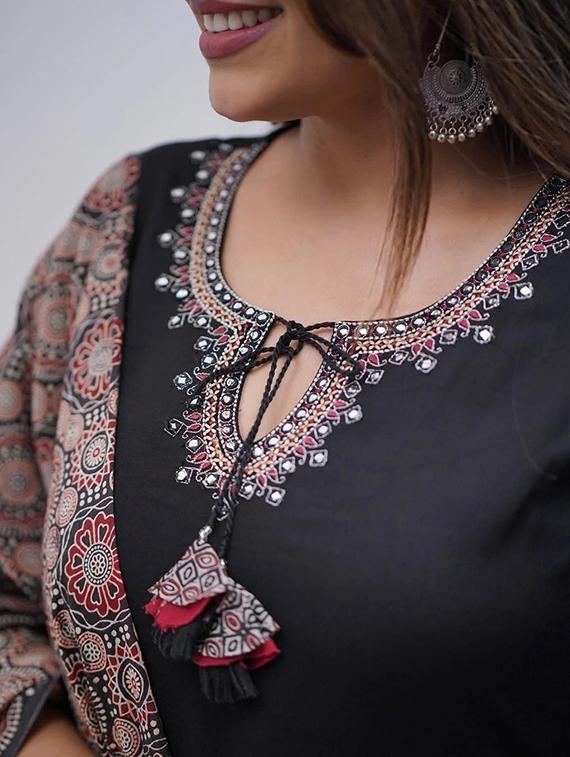 women embroidered three quarter sleeve kurta palazzo with dupatta set - 22011265 - Standard Image - 5