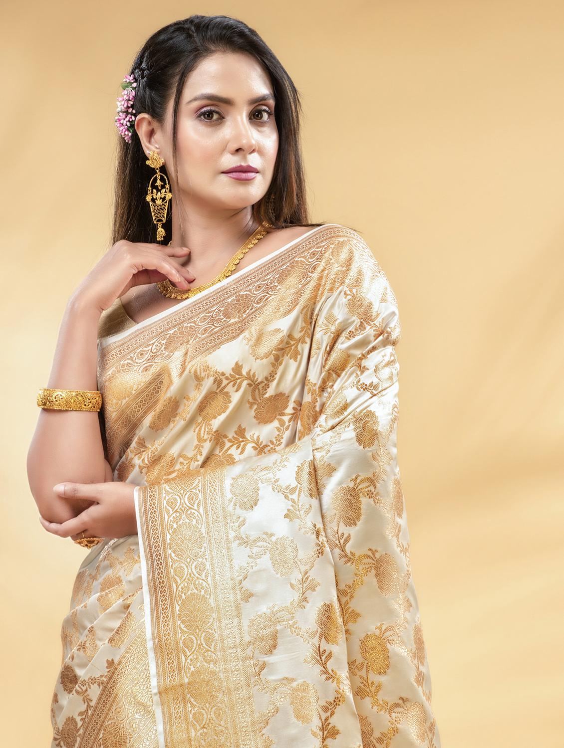 women self design banarasi saree with blouse - 22011295 - Standard Image - 3