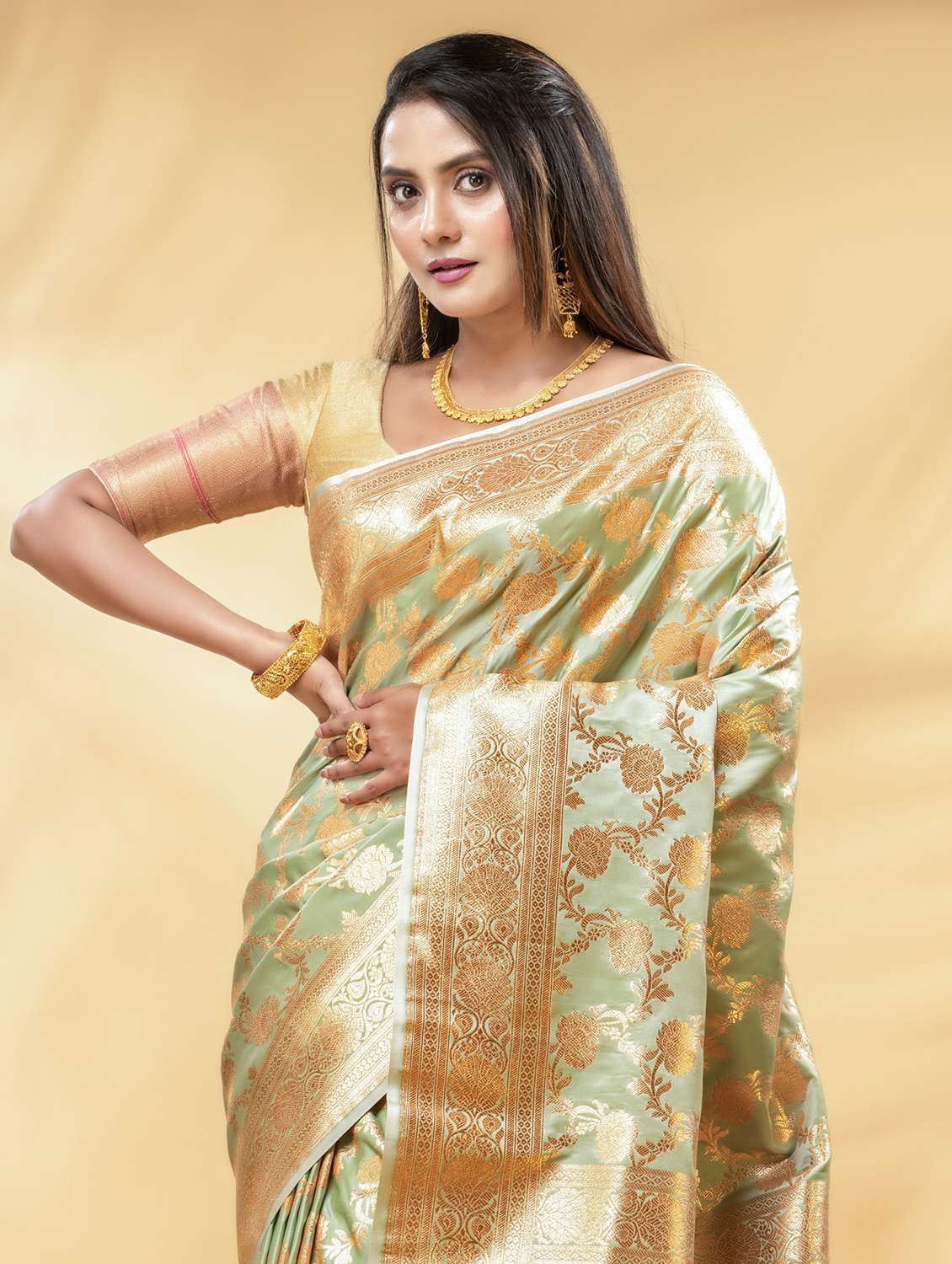 women self design banarasi saree with blouse - 22011297 -  Standard Image - 3