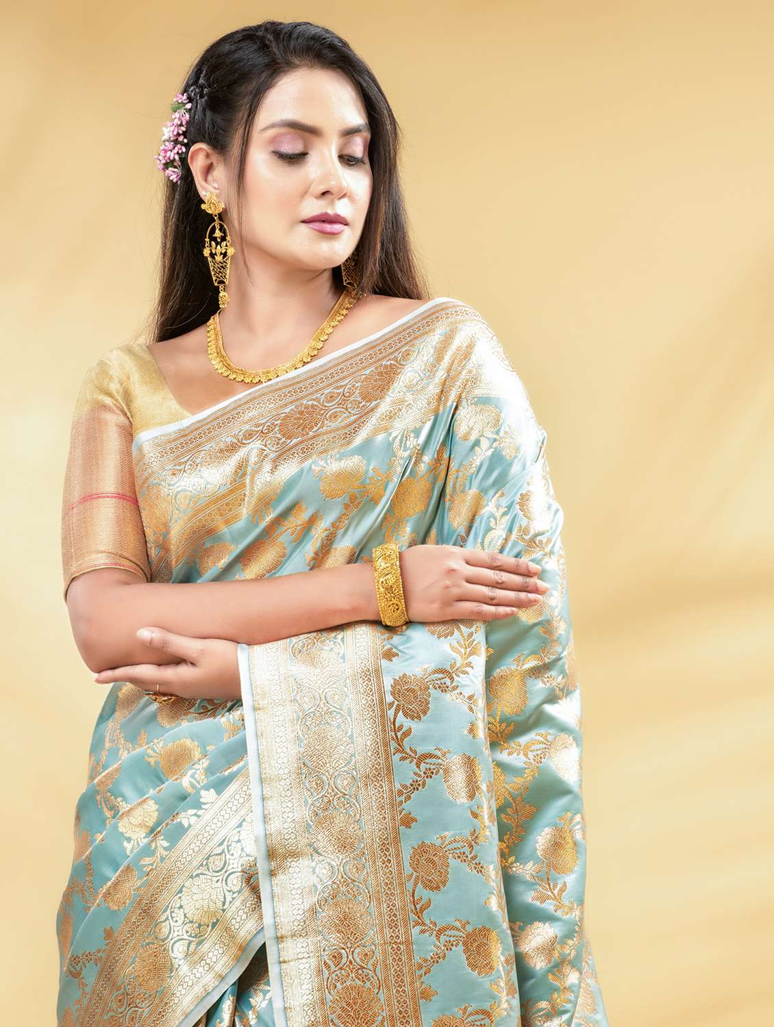 women self design banarasi saree with blouse - 22011298 -  Standard Image - 3