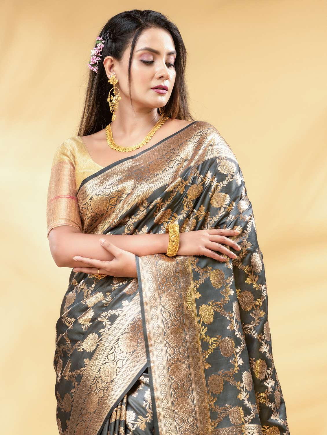 women self design banarasi saree with blouse - 22011300 -  Standard Image - 3