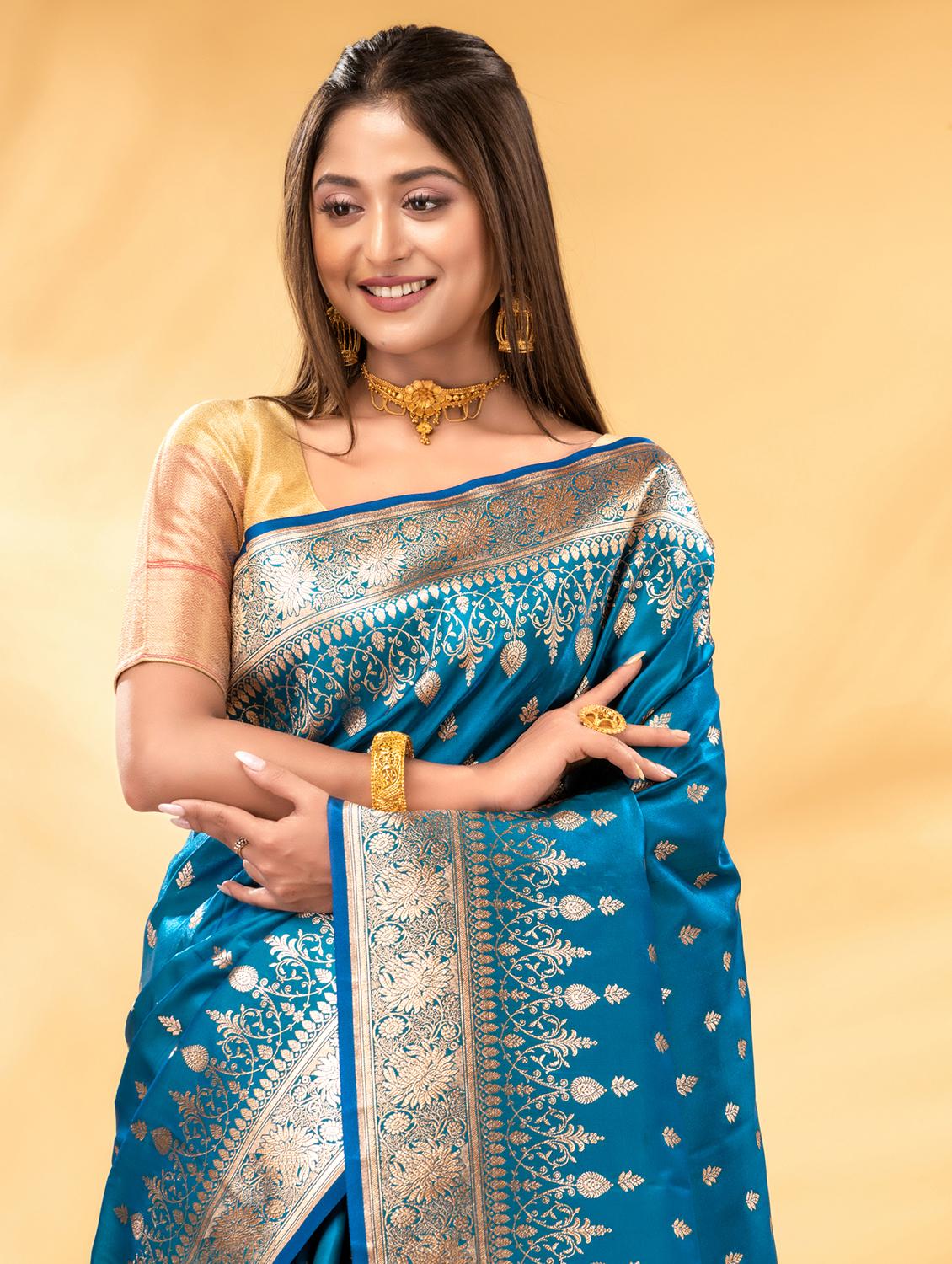 women self design banarasi saree with blouse - 22011312 - Standard Image - 3