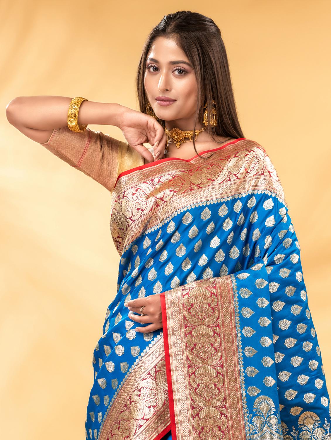 women self design banarasi saree with blouse - 22011317 - Standard Image - 3