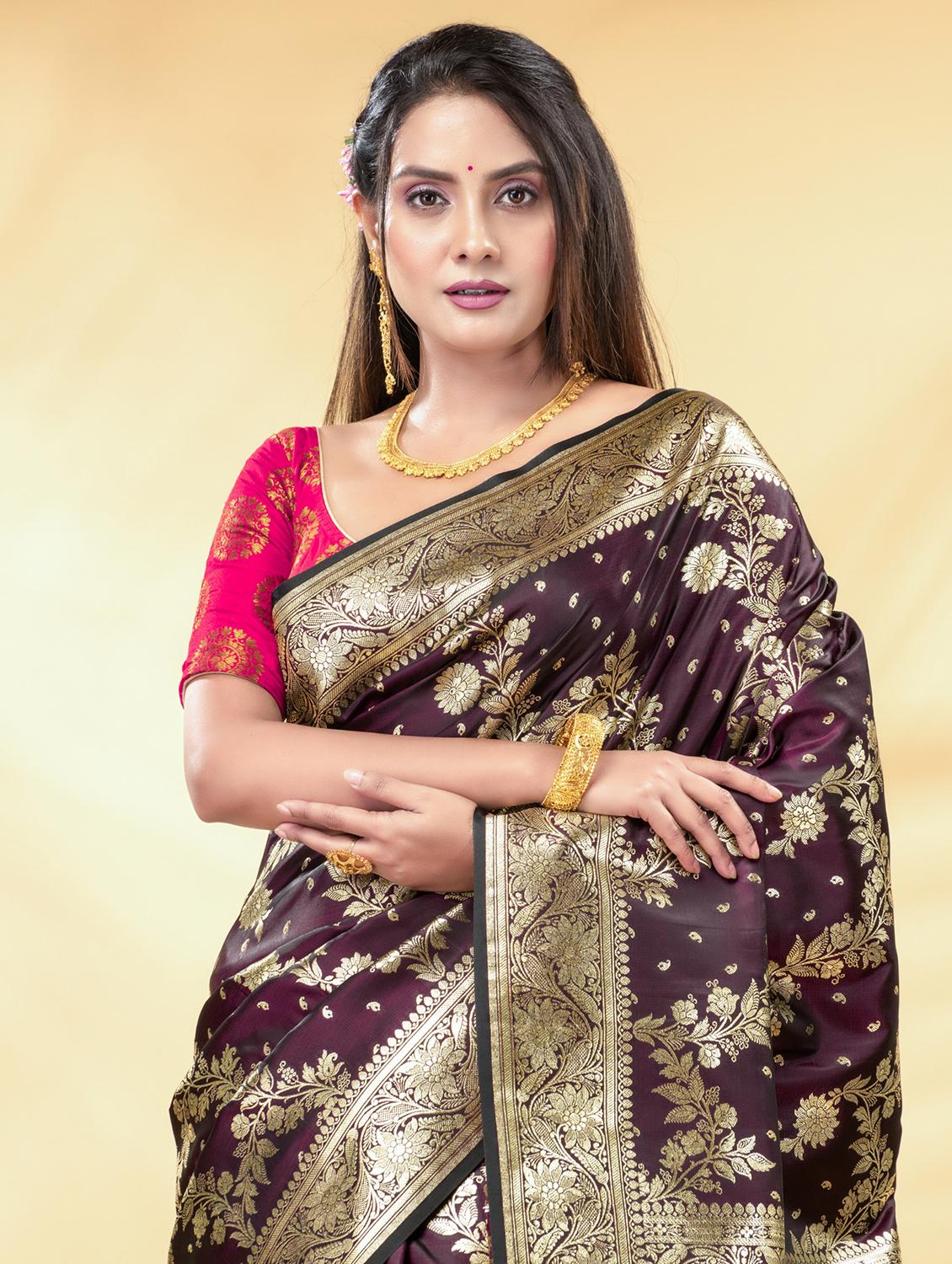 women self design banarasi saree with blouse - 22011342 - Standard Image - 3