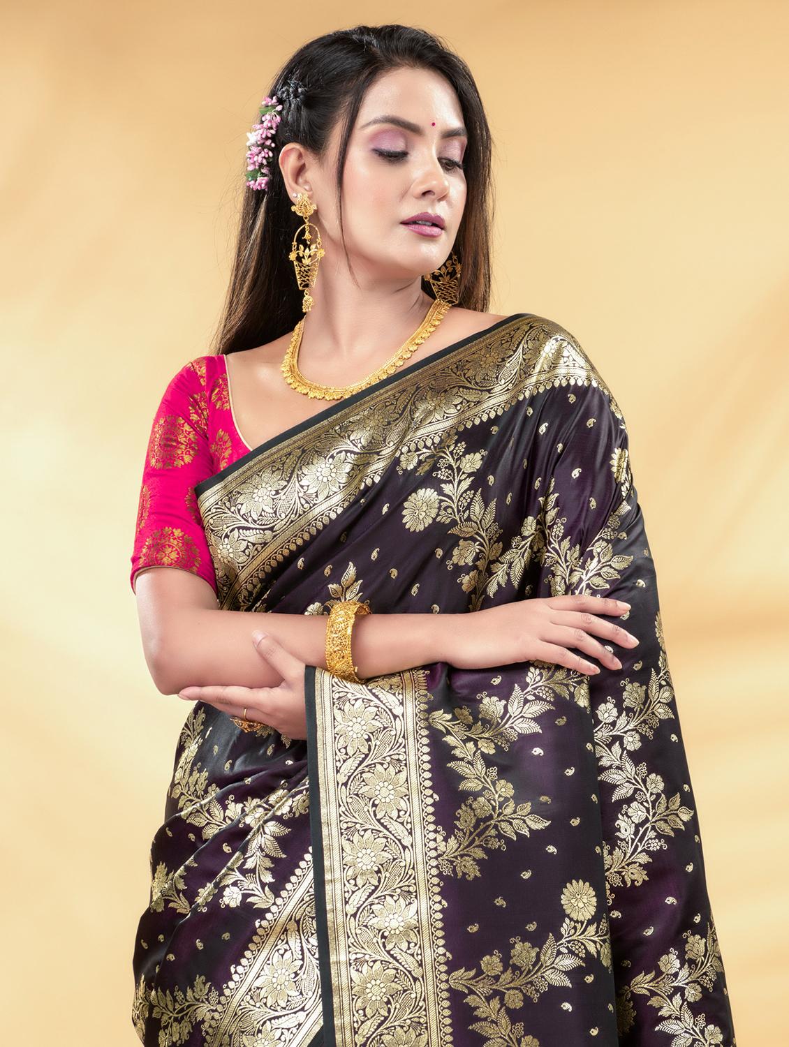 women self design banarasi saree with blouse - 22011344 - Standard Image - 3