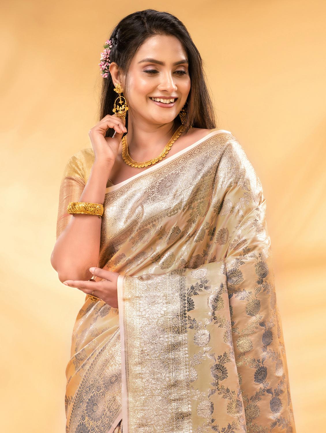 women self design banarasi saree with blouse - 22011346 - Standard Image - 3