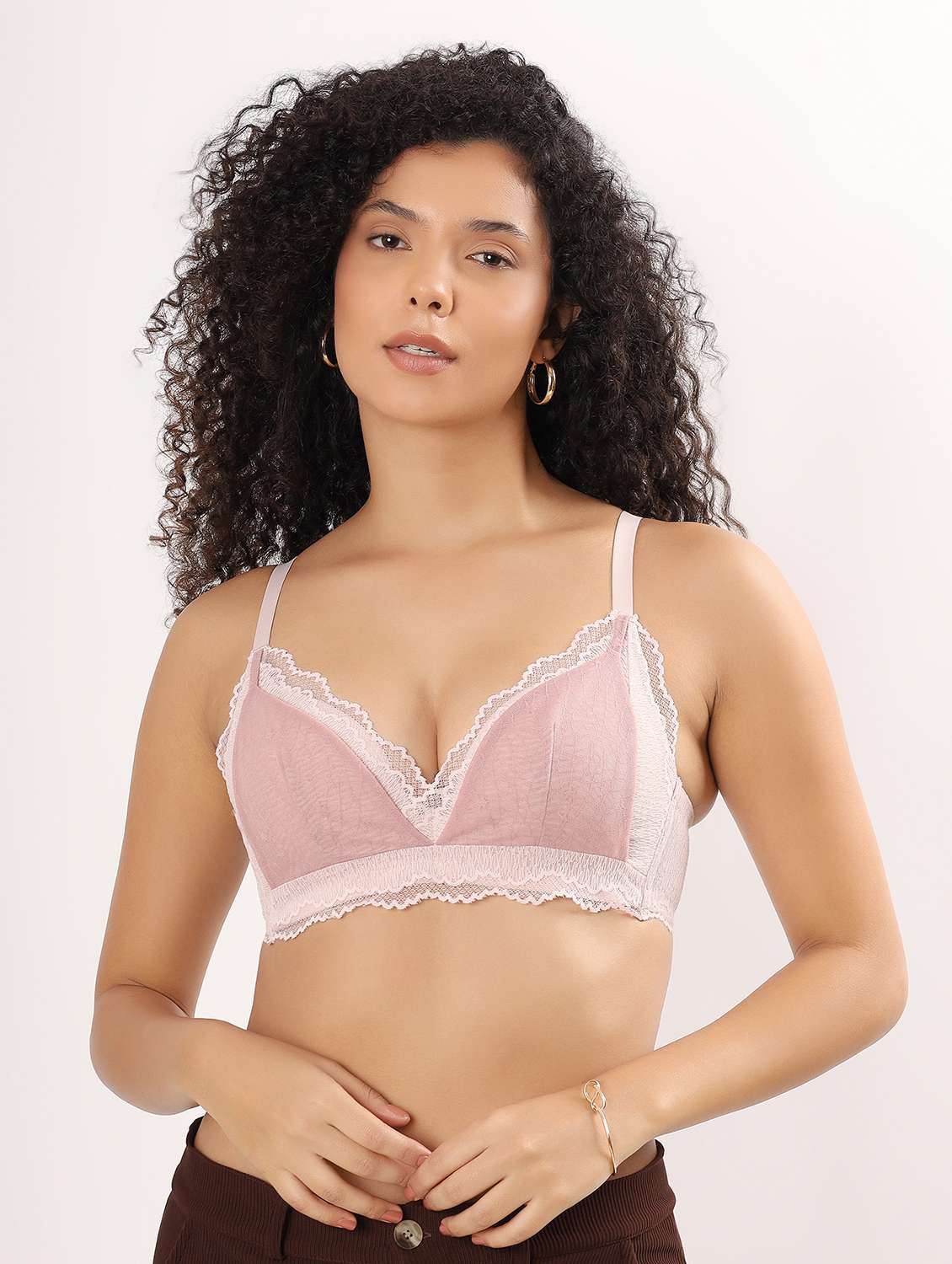 women color block lightly padded plunge bra