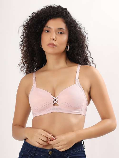 women solid lightly padded plunge bra - 22011372 -  Standard Image - 0