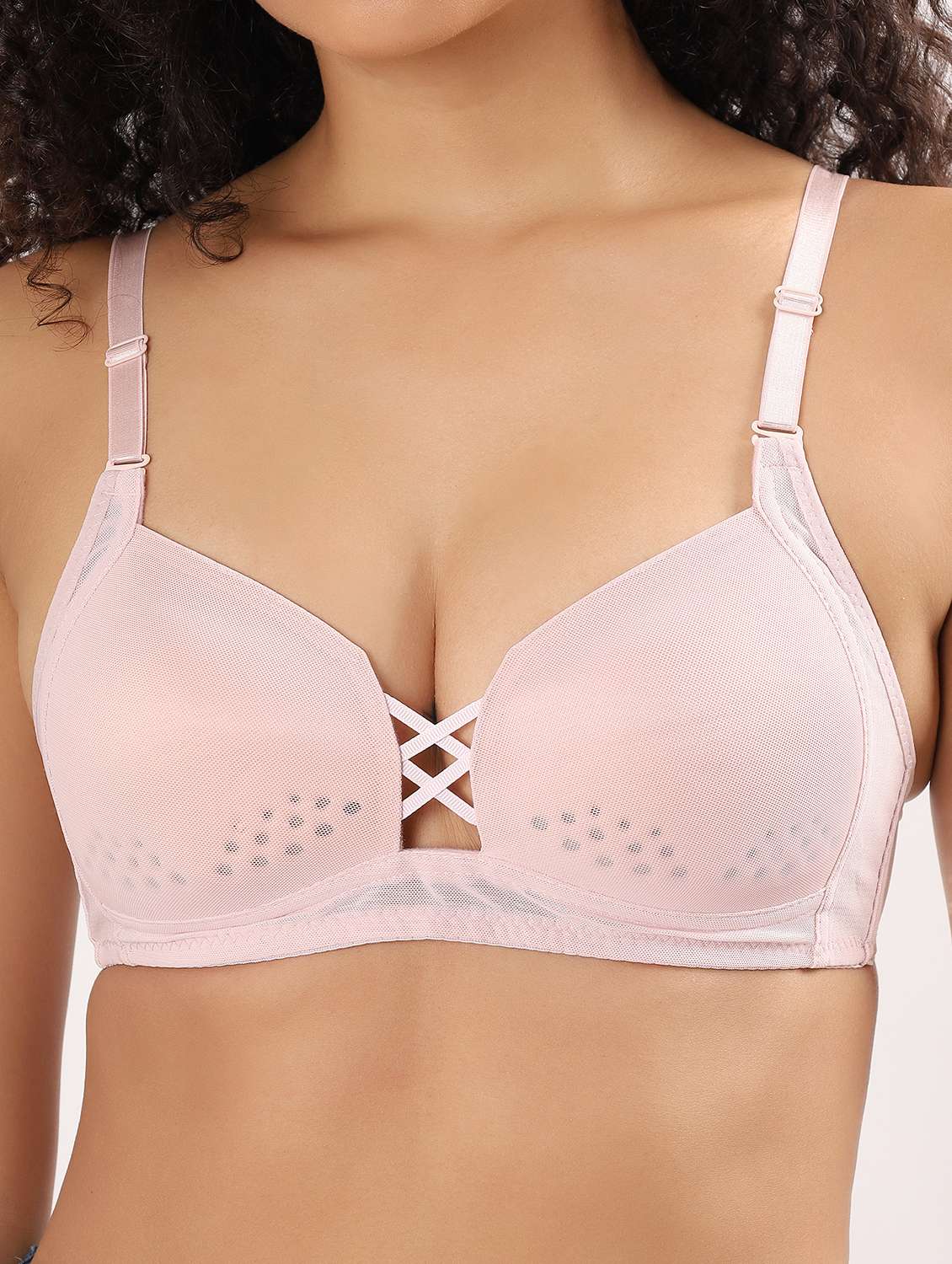 women solid lightly padded plunge bra - 22011372 -  Standard Image - 3