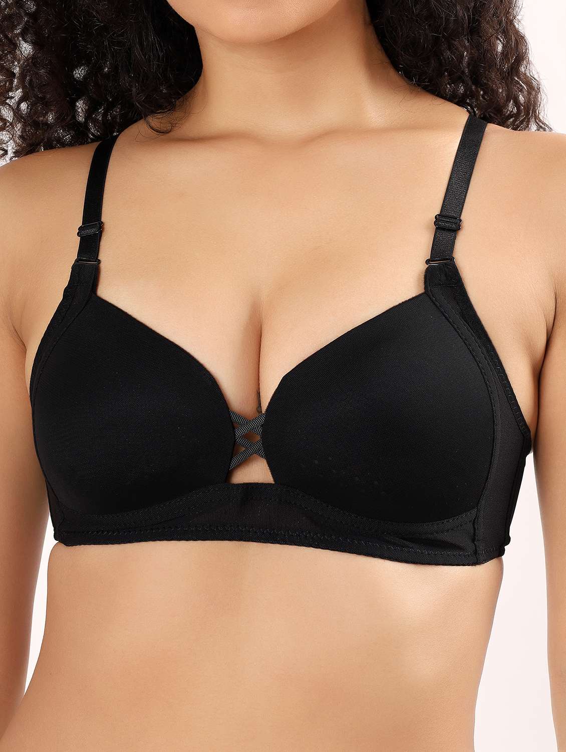 women solid lightly padded plunge bra - 22011373 -  Standard Image - 3