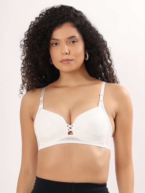 women solid lightly padded plunge bra - 22011377 -  Standard Image - 0