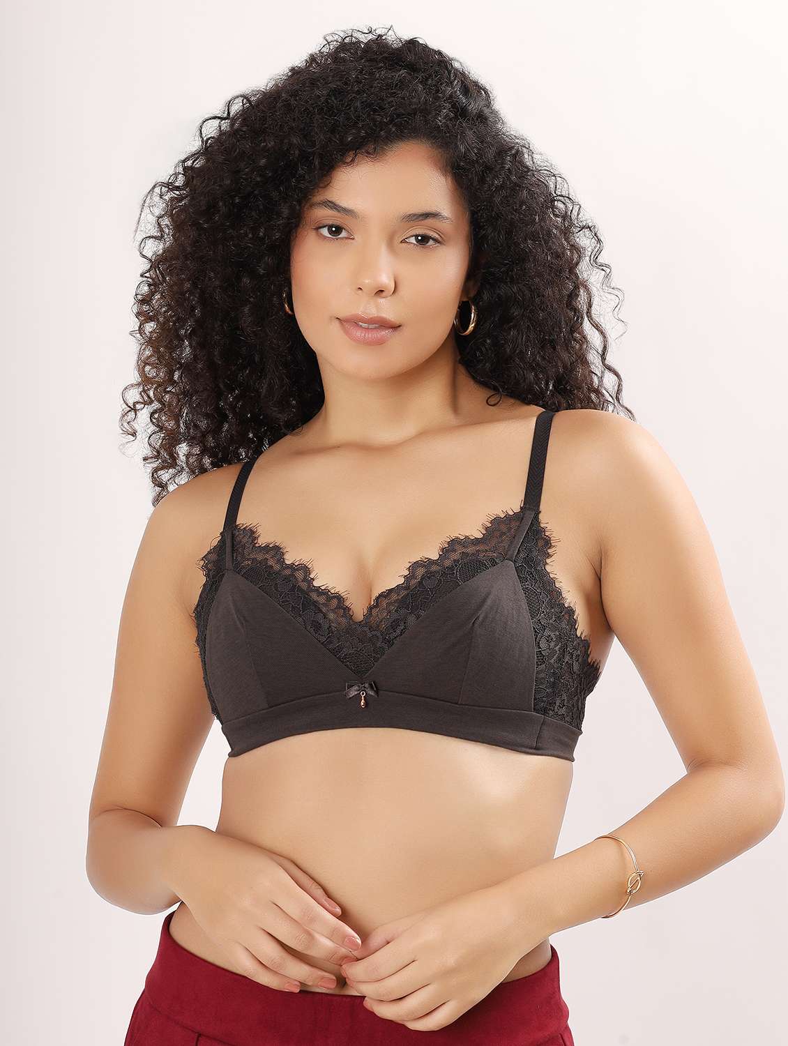 women color block lightly padded plunge bra