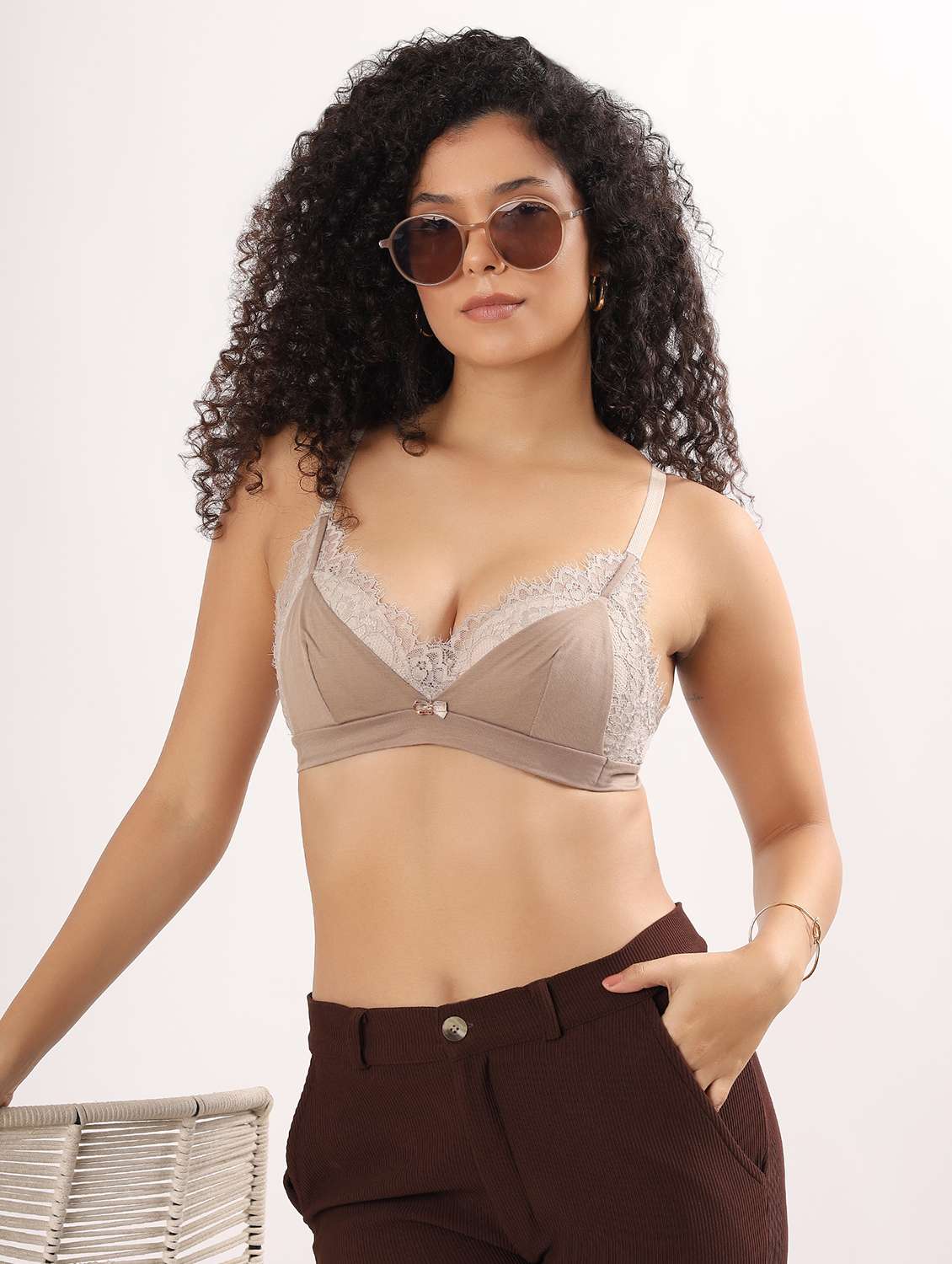 women color block lightly padded plunge bra