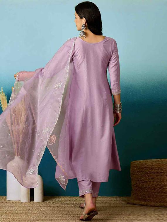 women embroidered three quarter sleeve kurta pant with dupatta set - 22011421 - Standard Image - 3